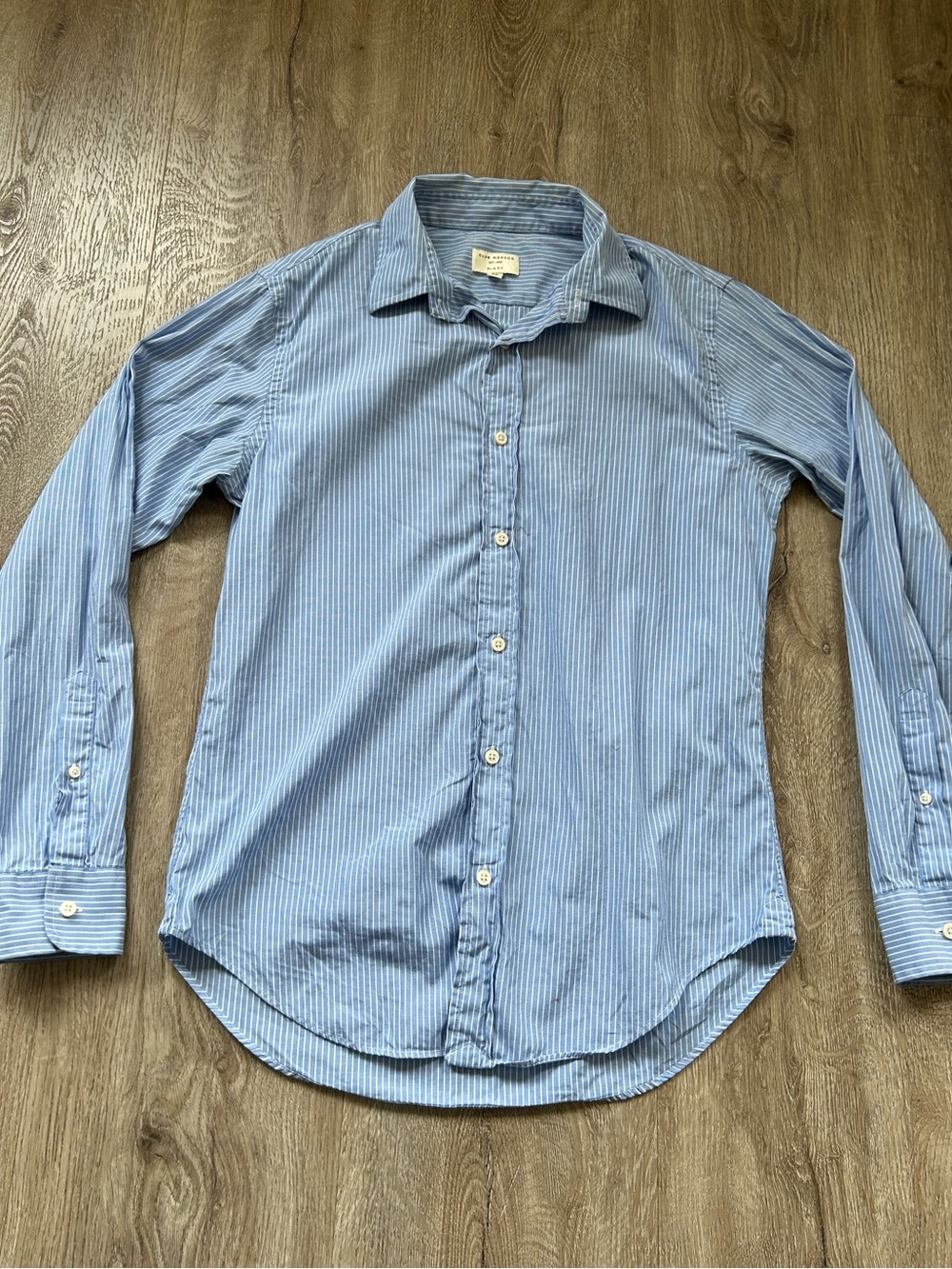 Club Monaco Blue and White Striped Dress Shirt